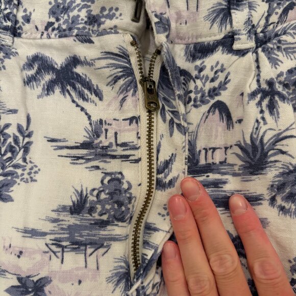 Abercrombie Floral Tropical Blue and White Linen Pants - Picture 2 of 3